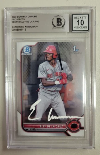 Elly De La Cruz  1st Bowman Chrome Rookie BCP50 Beckett 10 Auto Cincinnati Reds