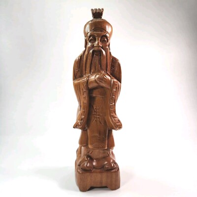 Yoeng Fuh Wood Carved Asian Man with Original Sticker Marked