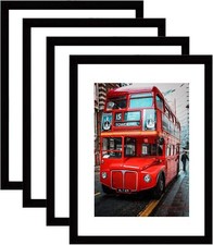 11x14 Picture Frame Set of 4, Black Photo Frame With Mat for 8x10 or 11x14