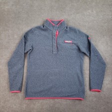 Columbia PFG Fleece Girls Large Pullover Gray Pocket Long Sleeve Mock Neck