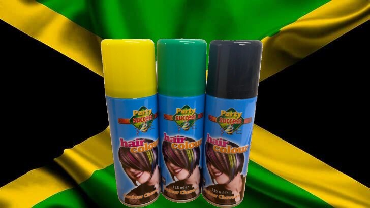 Bandera de Jamaica Colores Verde Amarillo Negro Carnaval Fiesta Vestido Elegante Spray para el Cabello
