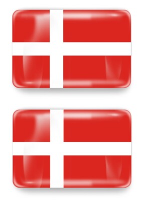2x 3D Gel Aufkleber Dänemark Flag Flagge Fahne Denmark Flag Sticker Emblem