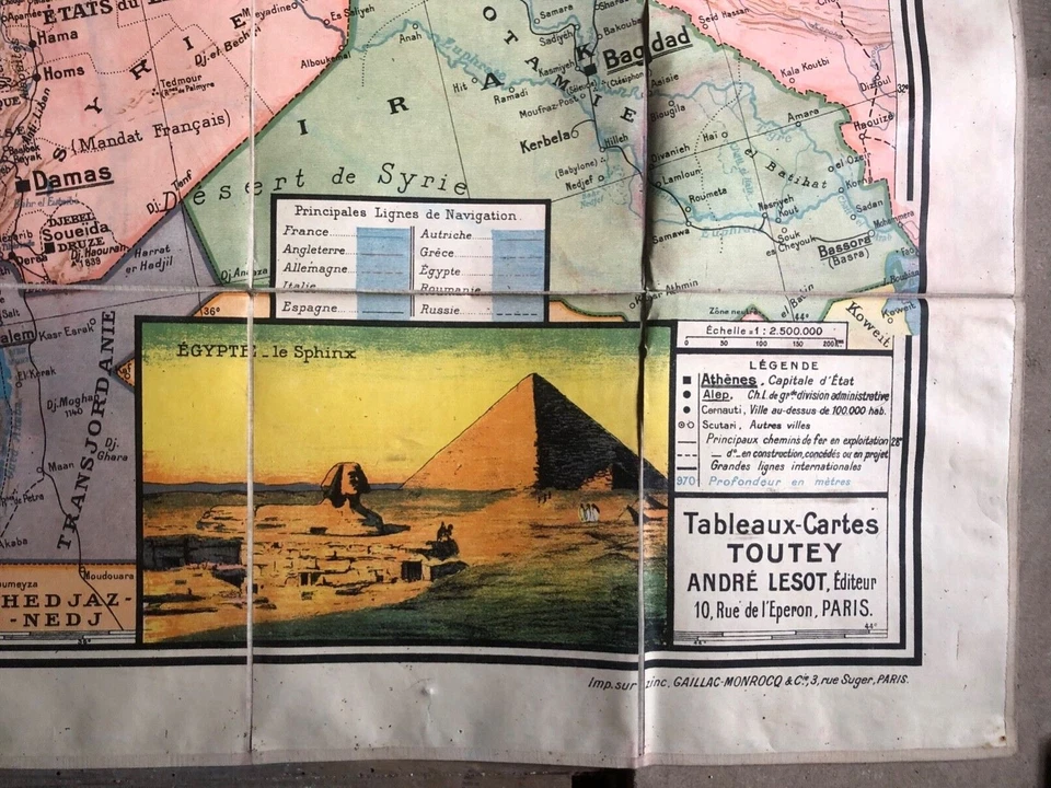 Carte entoilée Méditerranée orientale Toutey - Photo 3/4