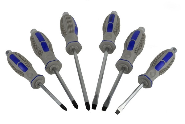 Schraubendreher Set 6-Tlg Schraubenzieher Satz 6-Kant Schlagkappe Schlitz Kreuz-image