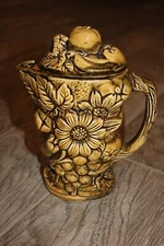 Vintage RARE! Fred Roberts Golden Harvest Daisy Pitcher w Ice Lip & LID! Japan