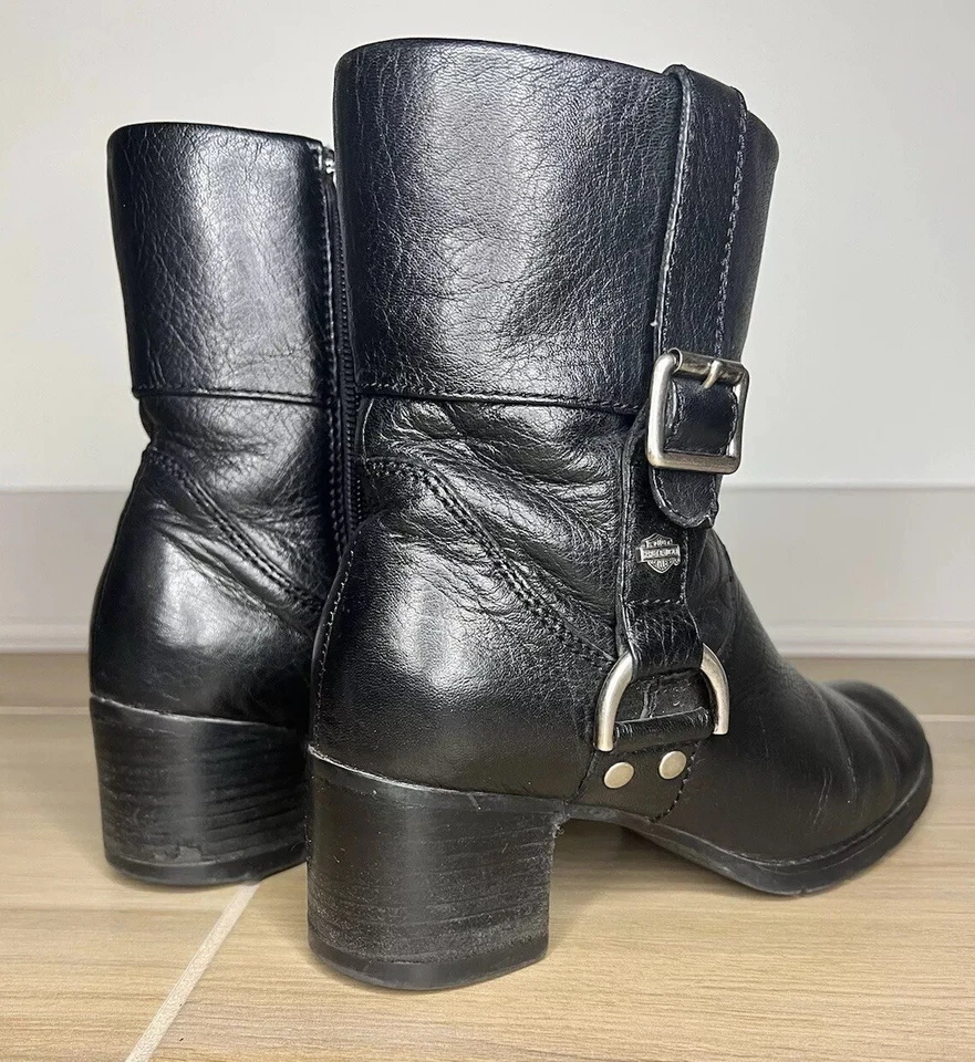 Мотоциклетные ботинки Harley Davidson на молнии черные кожаные женские 6 84068 - Изображение 4 из 4