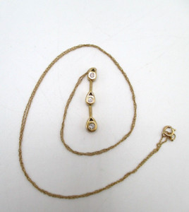 10K Yellow Gold Diamond Teardrop Pendant Necklace 20" [N103]