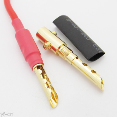 50x Gold Plated Hollow Pin Banana BFA-Z 4mm Speaker Cable Connector w/Heatshrink