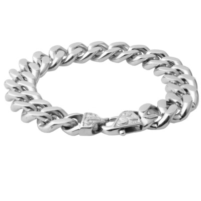 13/15MM Fashion Stainless Steel Cuban Curb Chain Men Women Bracelet Bangle 7-11''