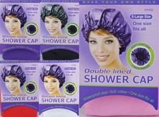 1 Piece Waterproof Shower Cap Soft Vinyl & Cotton X-Large Double Lined #4408