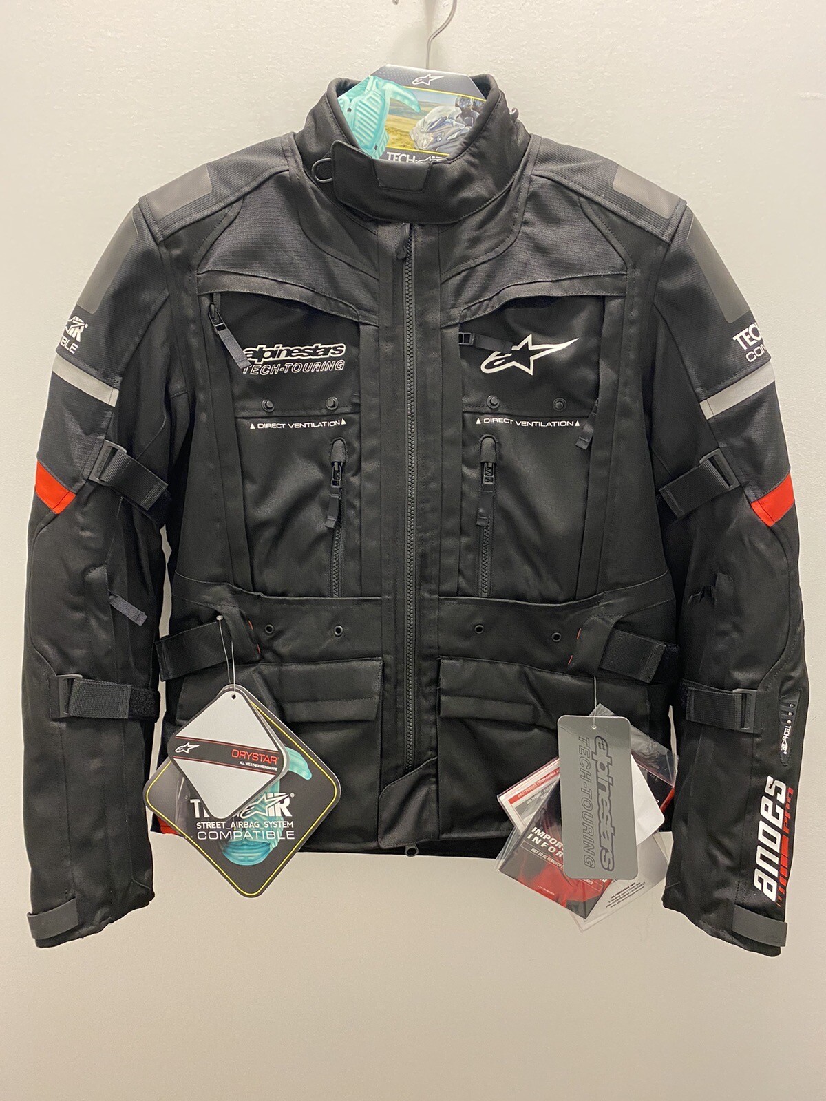 Alpinestars Andes Pro Drystar Men's Tech Air Jacket Textile, Black/Red