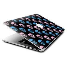 Skin Decals Wrap for MacBook Pro Retina 13" - pink blue skulls black background