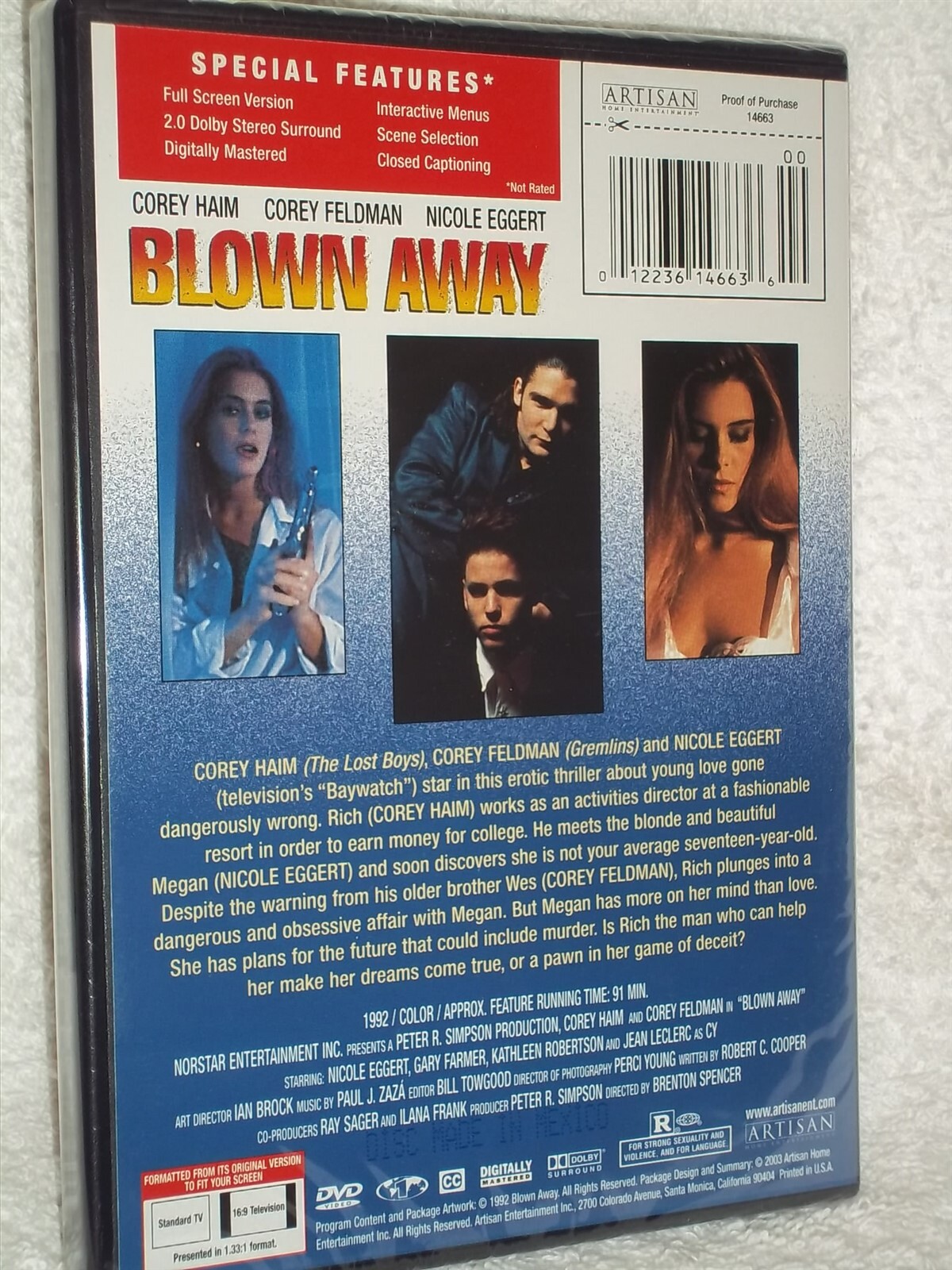 Blown Away (DVD, 2003) Corey Haim Corey Feldman Nicole Eggert suspense