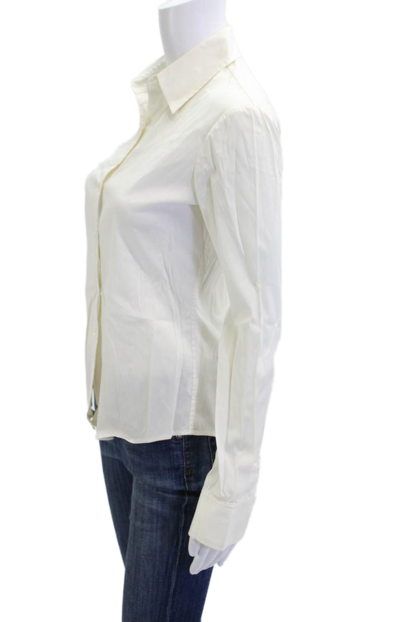 Theory Womens Collared White Basic Button-Up Blou… - image 2