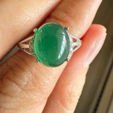 925 Sterling Silver Ring 10x8mm Green Natural Emerald Gemstone Zircon Women Cute