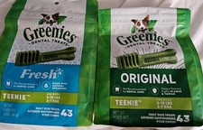 LOT OF 2 Greenies Natural Dental Dog 1 Original, 1 Fresh Treats 12oz 43ct Each.