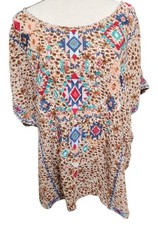 Savanna Jane Embroidered Blouse Boho Size XL Caftan Sleeve