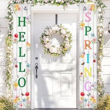 Hello Spring Banner Wildflower Spring Door Banner Welcome Spring Banners for