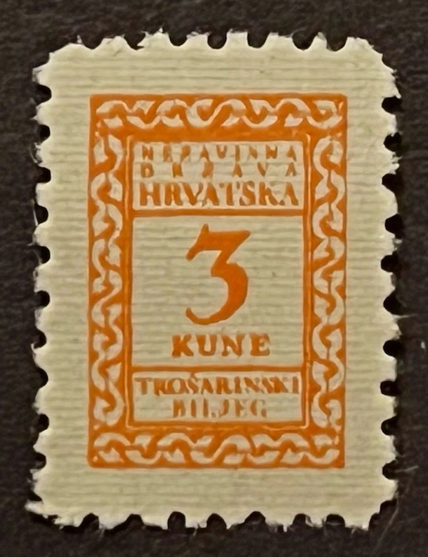 Sellos de viaje: estampillas fiscales de lujo de Croacia de 1941 - 3 Kune - como nuevas MNH OG Foto 2 de 4