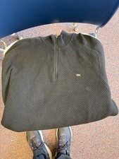 Michael Kors 1/4 Zip Cotton Sweater Men s black, gold White Size Large
