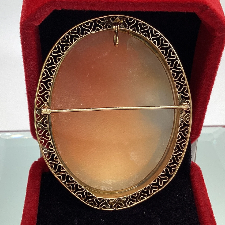 14k Shell Cameo Brooch or Pendant Vintage 14k Filigree Estate Antique ...