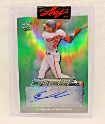 2022 Leaf Trinity Steel Green Gunnar Henderson Auto 1/4 Baltimore Orioles