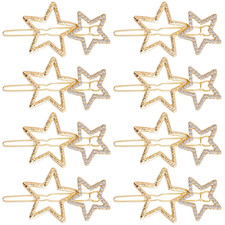8Pcs Star Hair Pin for Women, Sparkly Rhinestone Crystal Hair Bang Clips, Non-Sl