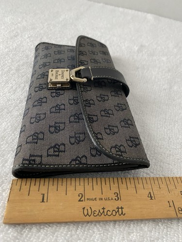 Dooney Bourke Vintage Monogram Wallet Canvas Leather Blue Black - Picture 11 of 12