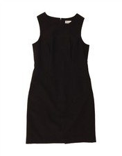 VINTAGE Womens Sleeveless Sheath Dress UK 14 Medium Black Polyester DF06