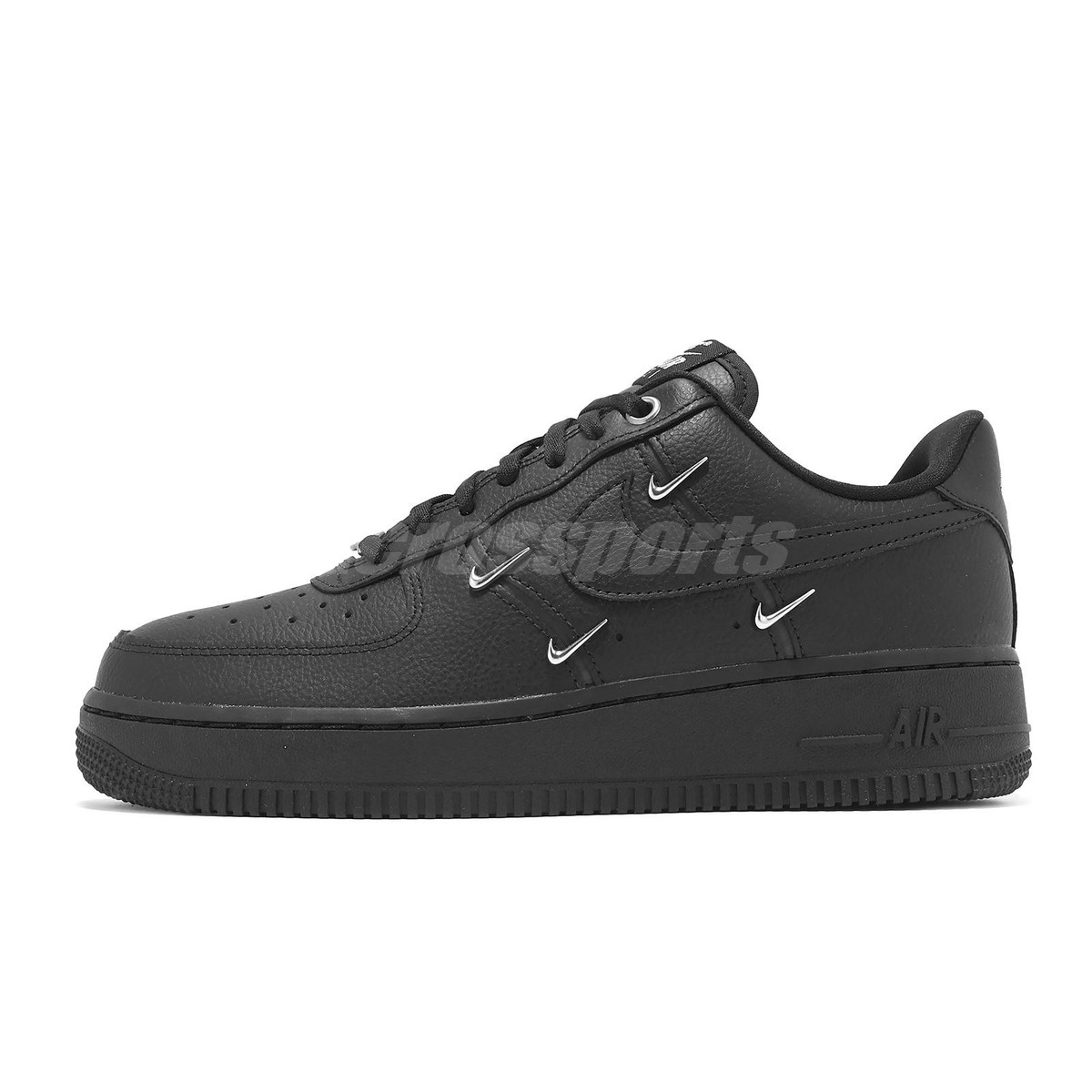 靴 Nike Air Force 1 Black l swoosh 24cm Nike Wmns Air Force 1 07 LX AF1 Black Silver Mini Swoosh Women