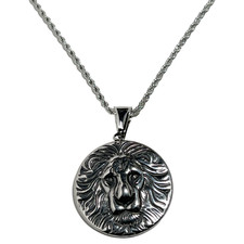 Lion Pendant Stainless Steel Lion Chain Rastafari Jewelry Lion of Zion Necklace