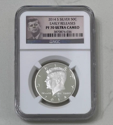 2014 S Silver Kennedy NGC PF 70 ultra cameo Early Release 50 c coin
