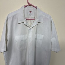 Dickies Button Up Shirt Mens 2XL White Dual Pocket Workwear Casual Utility Top