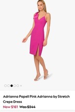 Adrianna Papell Pink Stretch Crepe Cocktail Dress US 10 Bow Strap Sheath NEW