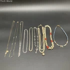 Vintage Costume Jewelry Lot 9 Necklaces Faux Pearl Rhinestone Gold Silver Tone