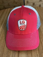 LG Seeds Hat Adjustable Mesh SnapBack Cap Red Gray White Farmer Agriculture
