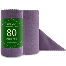80 Pack Microfiber Cleaning Cloth Roll Reusable Paper Towels 12"x12" Tear Awa...