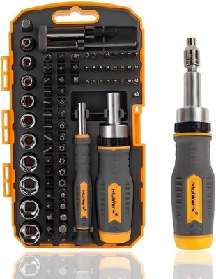Screwdriver Bit Set & Socket Kit, 77-Pieces Ratcheting Screwdriver Set with C...