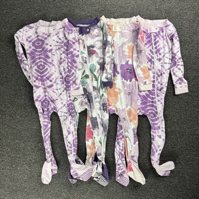 Lot Of 4 - BURT S BEES BABY - 18M Organic Cotton Footed Zippered Pajamas Bundle