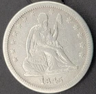 1845 P Philadelphia Mint Liberty Seated Quarter Arrows Full Bold Liberty