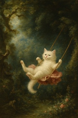 Barockes Ölgemälde Die Schaukel Fragonard Mit Katze  Poster Kunstdruck Kunst Art