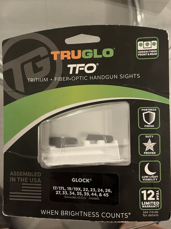 TRUGLO TFO Tritium & Fiber-Optic Handgun Sight Compatible With Glock Handguns