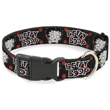 Plastic Clip Collar BETTY BOOP Zombie Betty and Text Polka Dot Black/Red/White W