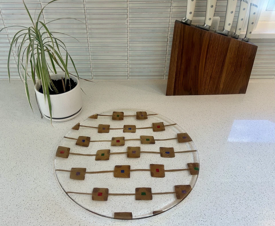 Caja y barril 14" hoja de oro arte vidrio pieza central placa - Italia - moderno  Foto 3 de 4