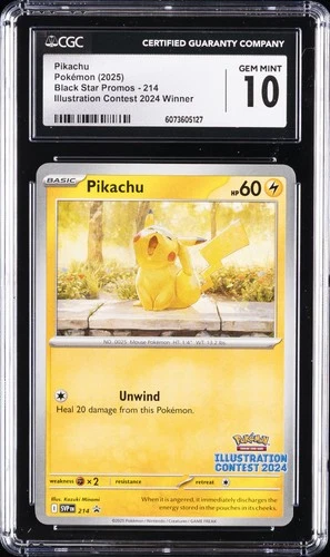 2025 POKEMON PROMO ILLUSTRATION CONTEST 2024 WINNER #214 PIKACHU CGC 10