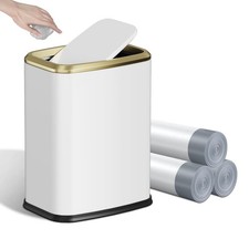 8L/2.1 Gallon Small Bathroom Trash Can with Lid, Swing-Top Rectangular Waste ...