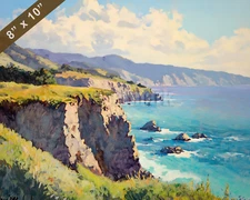 Big Sur coastline with rugged cliffs oil painting 8x10 Print