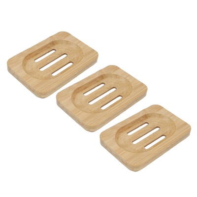 3pcs Bambus Self Draining Tray Rechteckige Wasserdichte Rutschfeste 