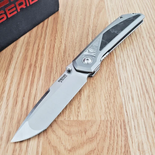 Pena Knives Mula Folding Knife 3.25" Bohler M390 Steel Blade Titanium/CF Handle