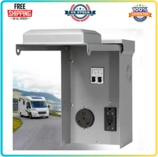 30 Amp RV Outlet Box with GFCI Receptacle, Weatherproof & Prewired